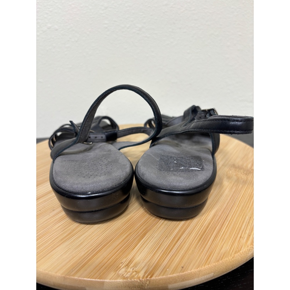 SAS Sandals 8 Tripad Comfort Black Leather Snake Embossed Ankle Strap USA - Picture 3 of 9